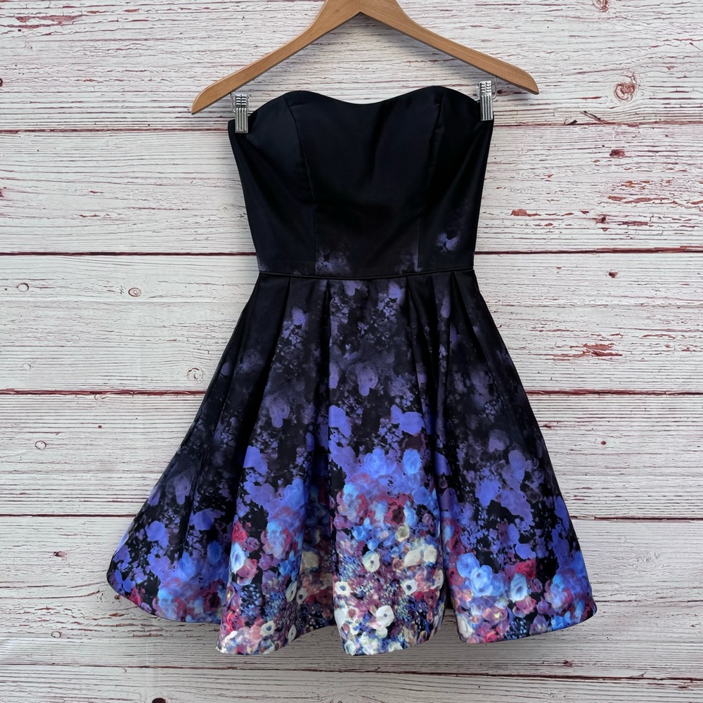 Betsy & Adam Printed Strapless Fit & Flare Dress Sz 2 - Picture 4 of 16